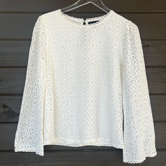 Banana Republic Ivory Lace Bell Sleeve Blouse Size Small - Picture 5 of 12